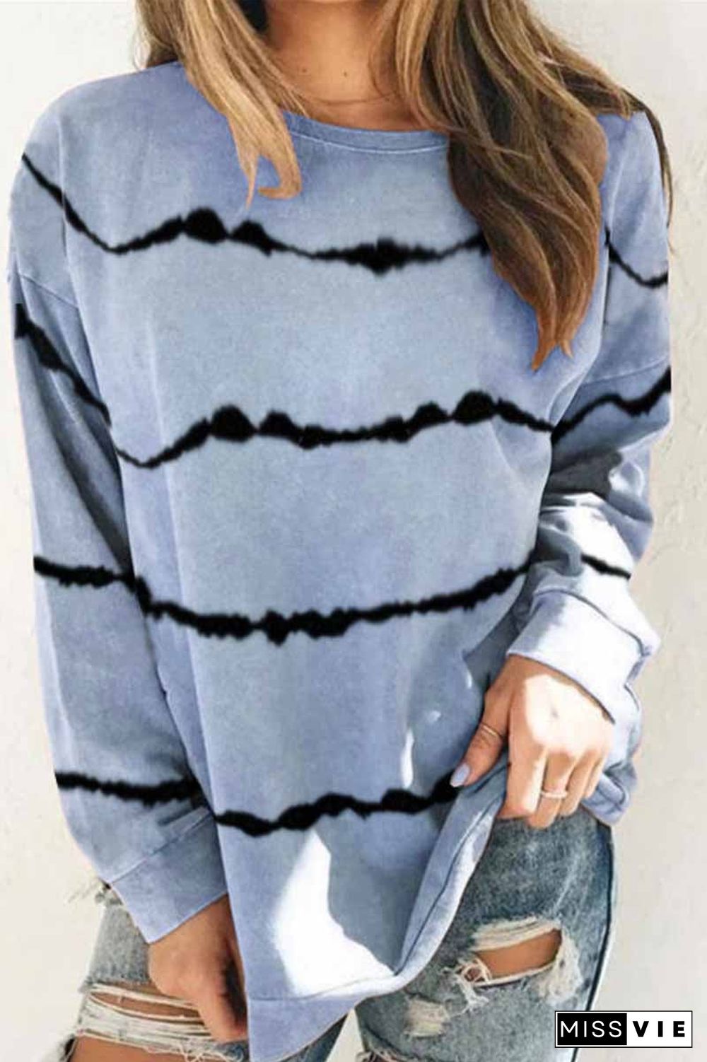 Tie-dye Striped Print Top