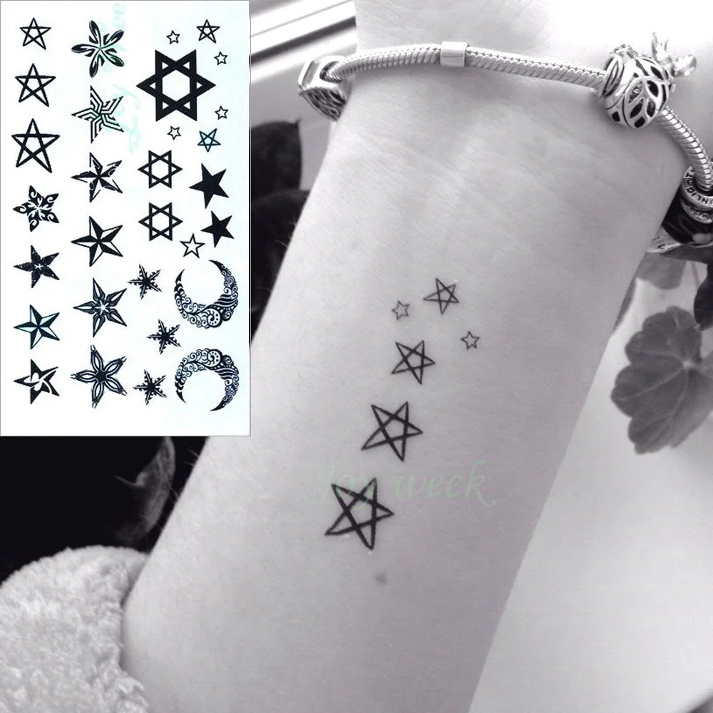 Waterproof Temporary Tattoo Sticker Star Constellation Shape Aries Libra Capricorn Flash Tatoo Fake Tatto Art for Women Men