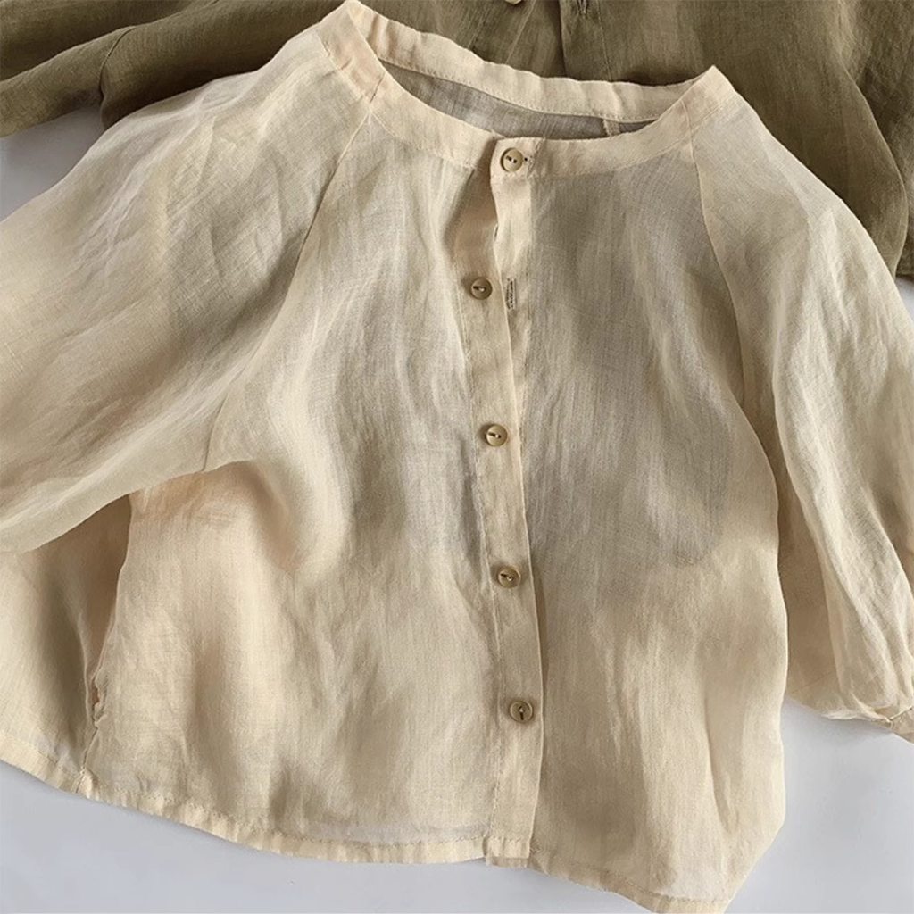 Children's Ramie Shirt Sunscreen Clothing Breathable Thin REAL SILK LIFE