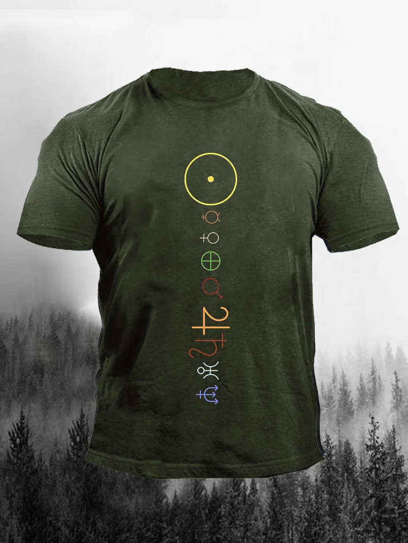 Ndemension Color Planets Symbols Print Short Sleeve Men's T-Shirt in  mildstyles