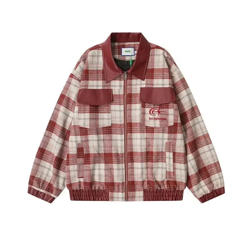 Aonga Retro Plaid Embroidered Jackets