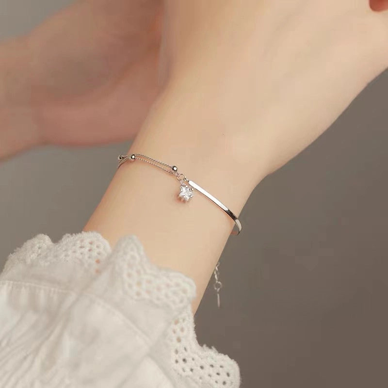 925 Sterling Silver Double-layer Star Bracelet Women’s Niche Light Luxury Design High-end Bracelet Gift