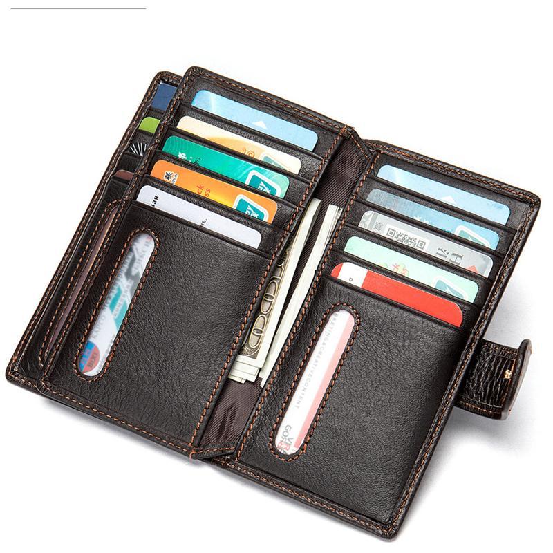 Men's Vintage Style Business Large Capacity Leather Buckle Retro Wallet