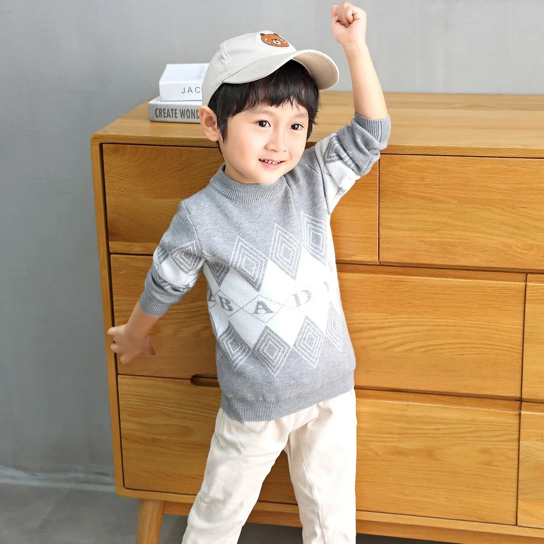 INS HOT Baby boys sweater 2-7 years old online celebrity children's sweater Chest pocket stripes boy clothes toddler sweater