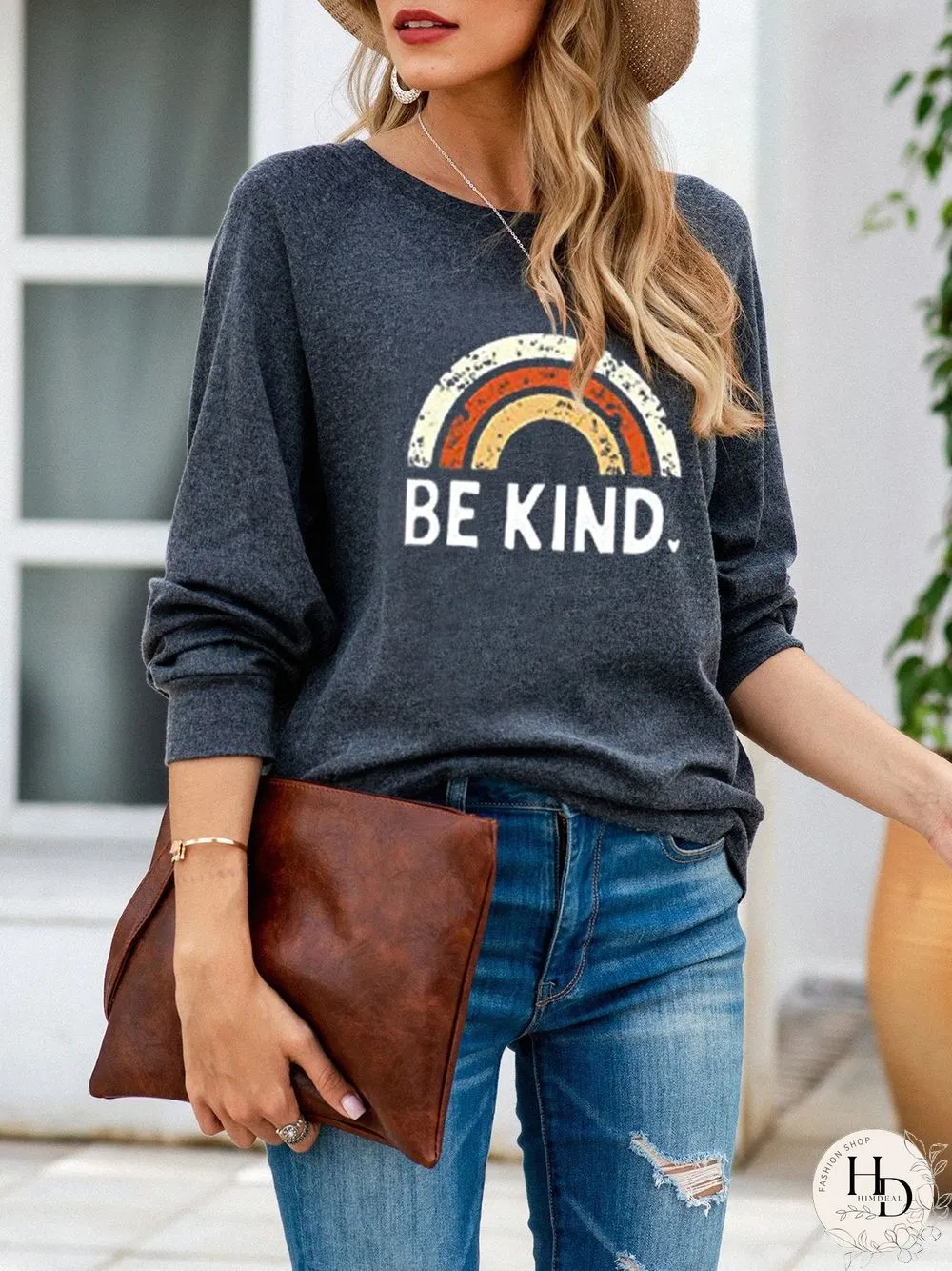 Crew Neck Long Sleeve Casual Printed Sweatshirt
