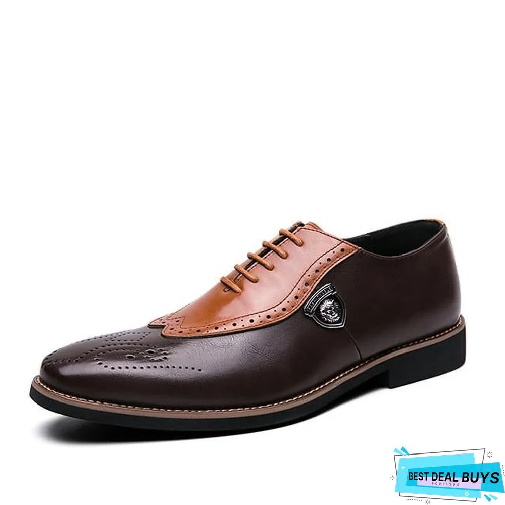 Men's Spring / Fall Classic / Casual / British Daily Outdoor Sneakers Walking Shoes Leather / Nappa Leather Breathable Non-slipping Wear Proof Dark Brown / Black