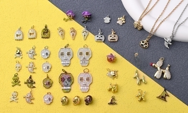 1 Pc/Package 12.5×12.5mm 14x12mm Hole 3~3.9mm Copper Zircon 18K Gold Plated Halloween Pattern Pumpkin Clown Polished Pendant