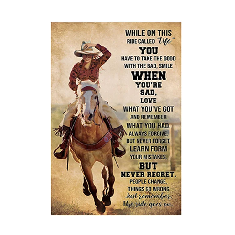 Western cowgirl - enseigne vintage en étain - 7.9x11.8 & 11.8x15.7inch