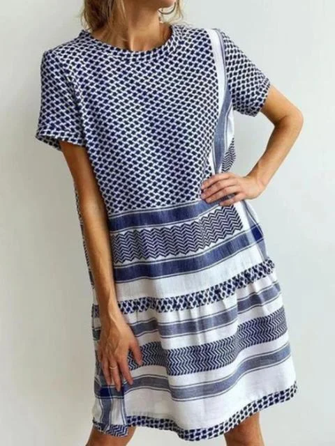 Polka Dot Print Round Neck Dress