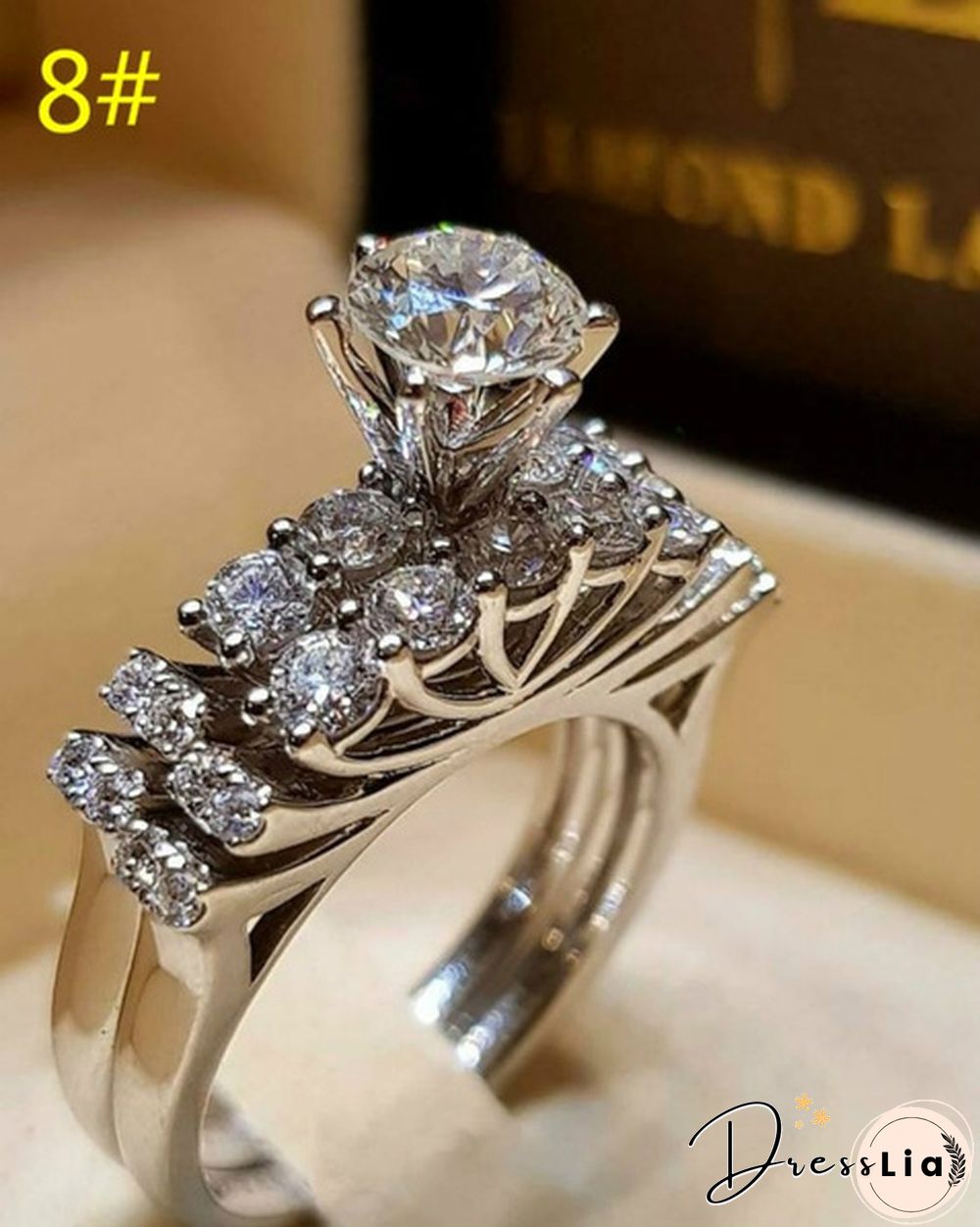 9 Style Luxury 2 Piece Women's 925 Sterling Silver Ring Natural White Sapphire White Gold Engagement Jewelry Anniversary Gift Party Bridal Wedding Diamond Jewelry Ring Size 5-11