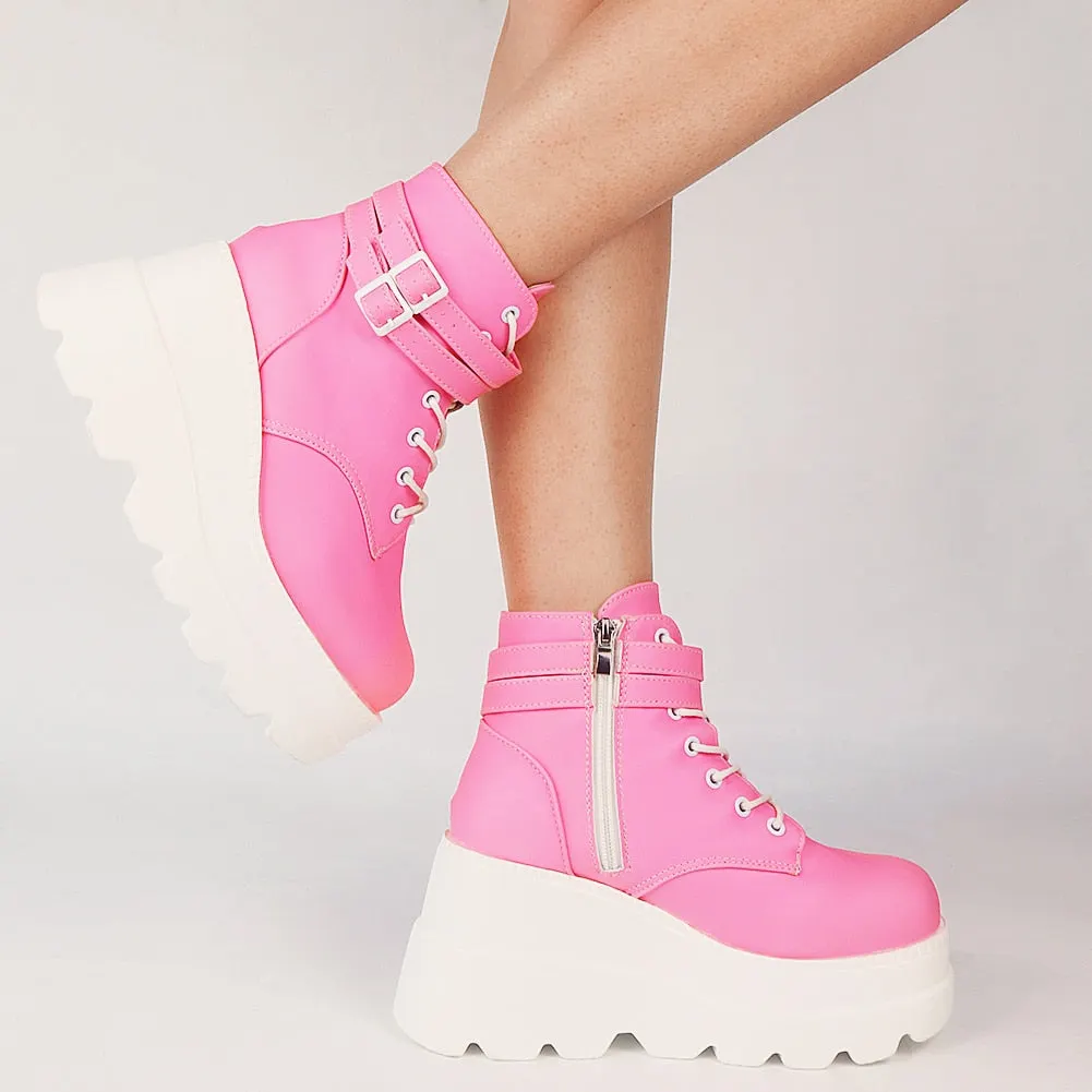 BONJOMARISA 2021 Brand Platform Designer Goth Cool Motorcyle Women Boots Punk Street Zipper Elastic Band Black Ladies Shoes