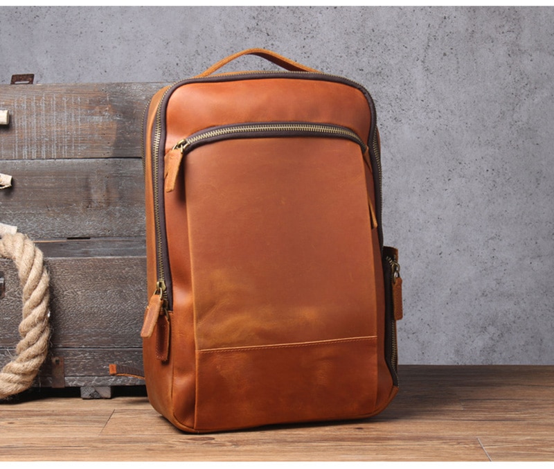 Color Brown Front Display of Backpack