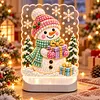 DIY Diamond Art LED Night Light &ndash; Light-Up Table Decor, Double-Sided Printed DIY Crystal Pearl Painting Decoration for Holiday & Gifts(Snowman delivering gifts)