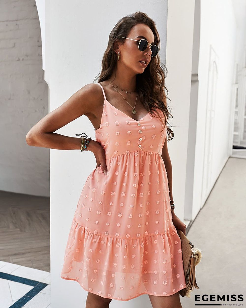 Women's Suspender Dress V-neck Sexy Casual Skirt Swing Skirt | EGEMISS