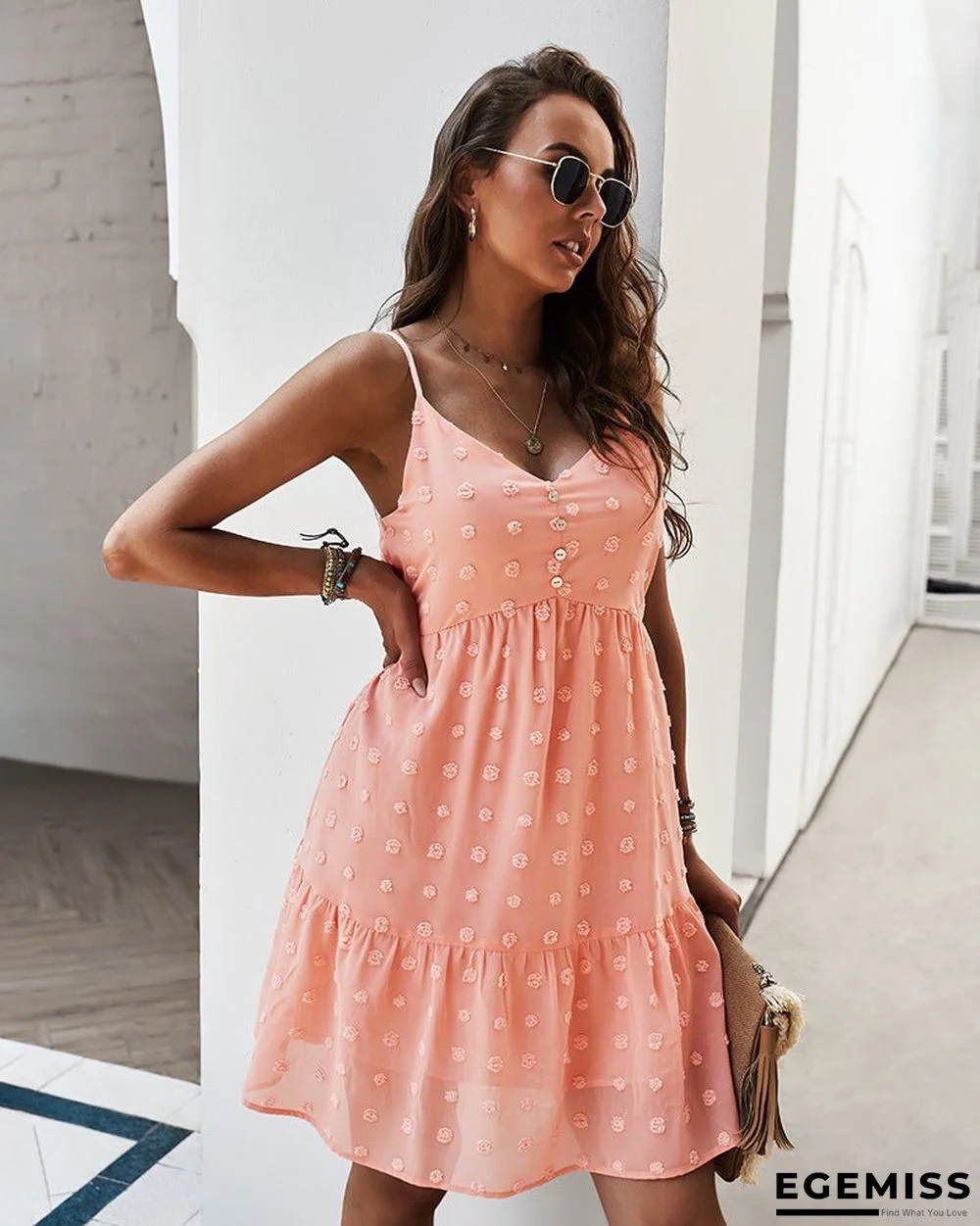 Women's Suspender Dress V-neck Sexy Casual Skirt Swing Skirt | EGEMISS