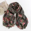 Rose Floral Autumn Winter Shawl Scarf