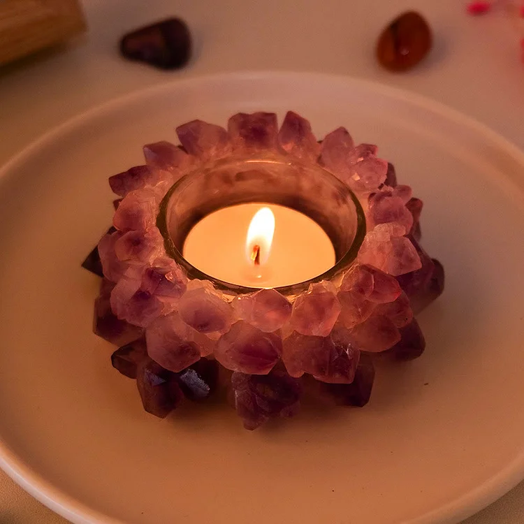 Olivenorma Amethyst Tooth Cluster Candle Holder