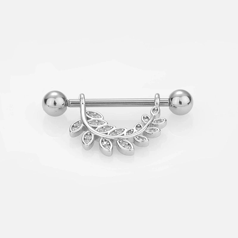 1 Piece Nipple Rings & Studs Sexy Modern Style Star Moon Leaves 316L Stainless Steel  Hollow Out Inlay Zircon 14K Gold Plated Nipple Rings & Studs