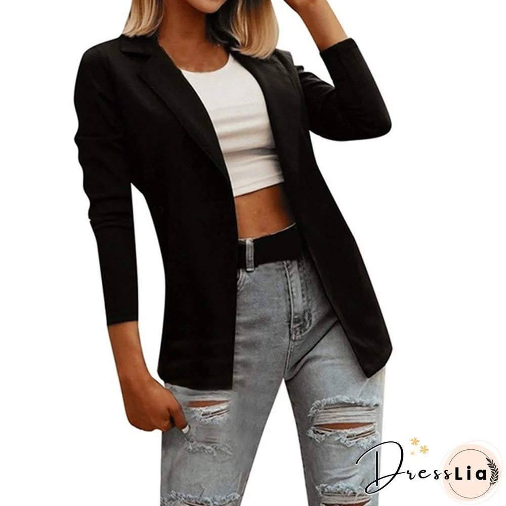 Women's Cardigan Jackets Coat Autumn Spring Fashion Long Sleeve Open Front Solid Color Casual Oversized Long Blazer