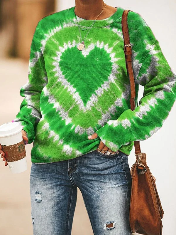 Women's Heart Tie Dye Casual Sweatshirt