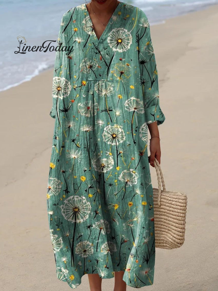 Women’s Vintage Lovely Floral Art Print Flowy Dress Multicolor / S