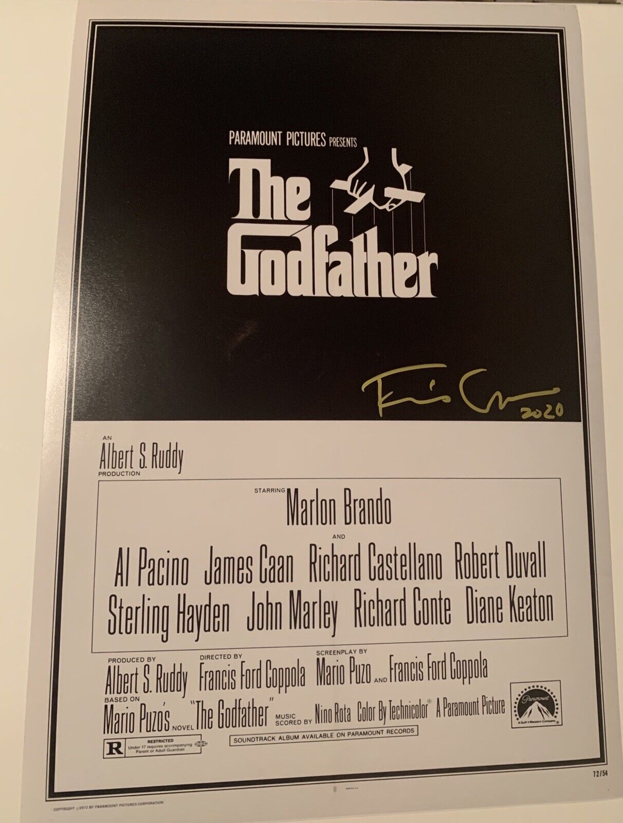 francis ford coppola signed 12x18 The Godfather Photo Poster painting Pic Auto Psa Coa