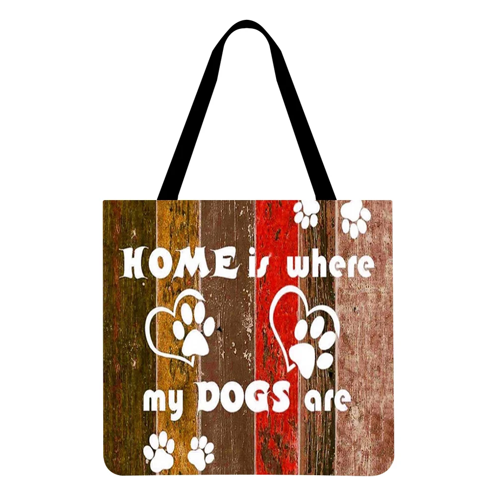 Linen Tote Bag-Footprint letters
