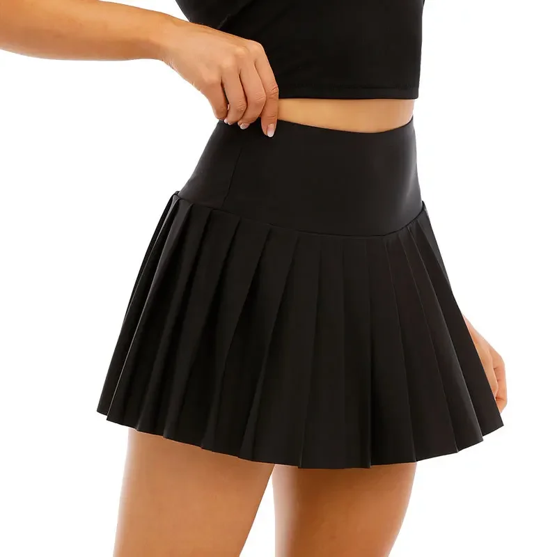 Cnneeds Cloud Hide Pleated Black Tennis Skirts Women Golf Sports Skirt Plus Size Fitness Shorts High Waist Gym Workout Running Skorts