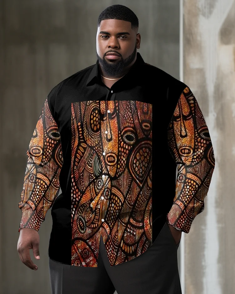 Black Indian Personalized Printed Large Men's Long sleeved Shirt