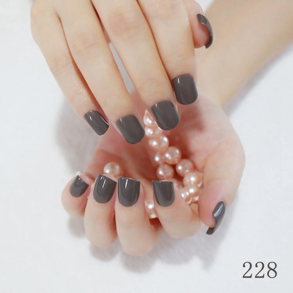 Pure Light Pink Artificial Nails Candy Short Full Cover Tips Easy DIY Acrylic False Nail Manicure Accessories Salon Product F28-Nail Inspo