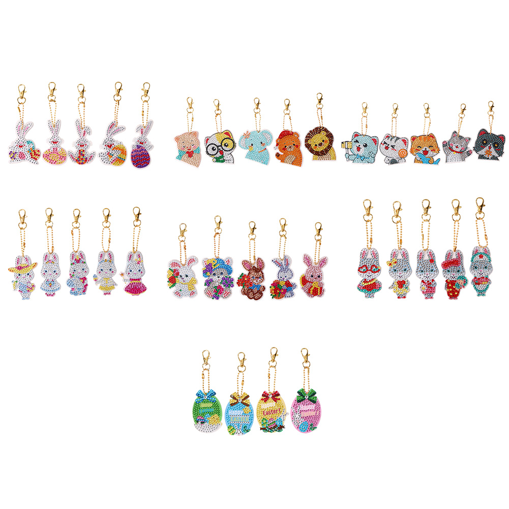 

5pcs Cartoon Easter Double Sided - 5D DIY Craft Keychain, 05, 501 Original