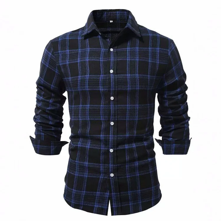 Men's Casual Brushed Plaid Long Sleeve Shirt 61107633Y