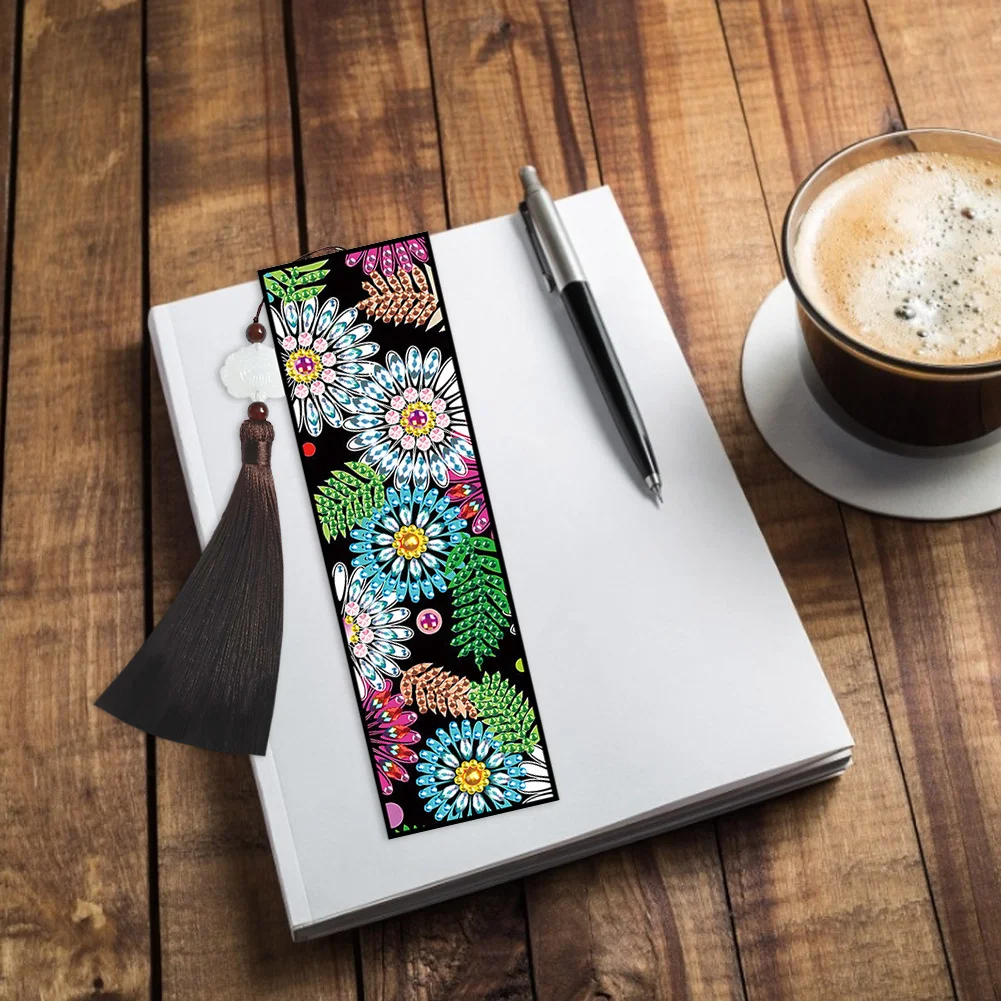 2pcs DIY Diamond Painting Leather Bookmark Mandala Tassel Crafts