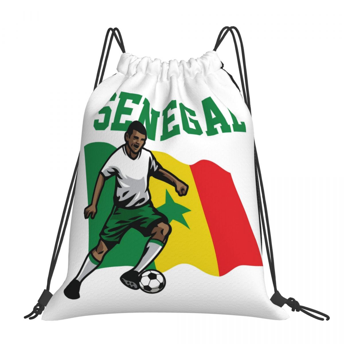 Senegal Soccer Player Waterproof Adjustable Lightweight Gym Drawstring Bag