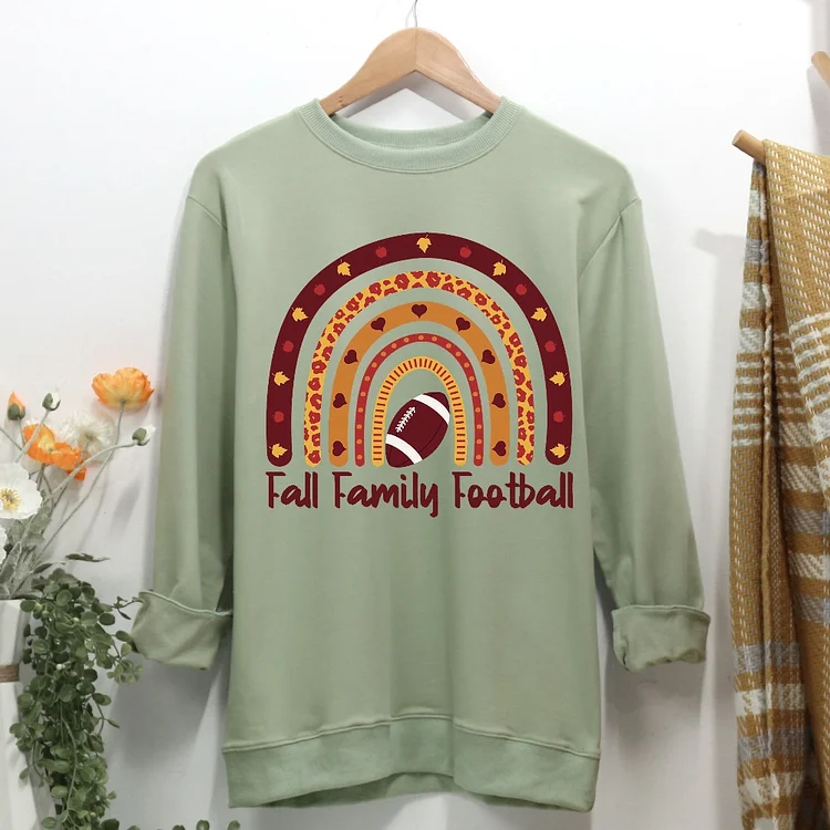 Boho Rainbow Fall Family Football Women Casual Sweatshirt-Annaletters