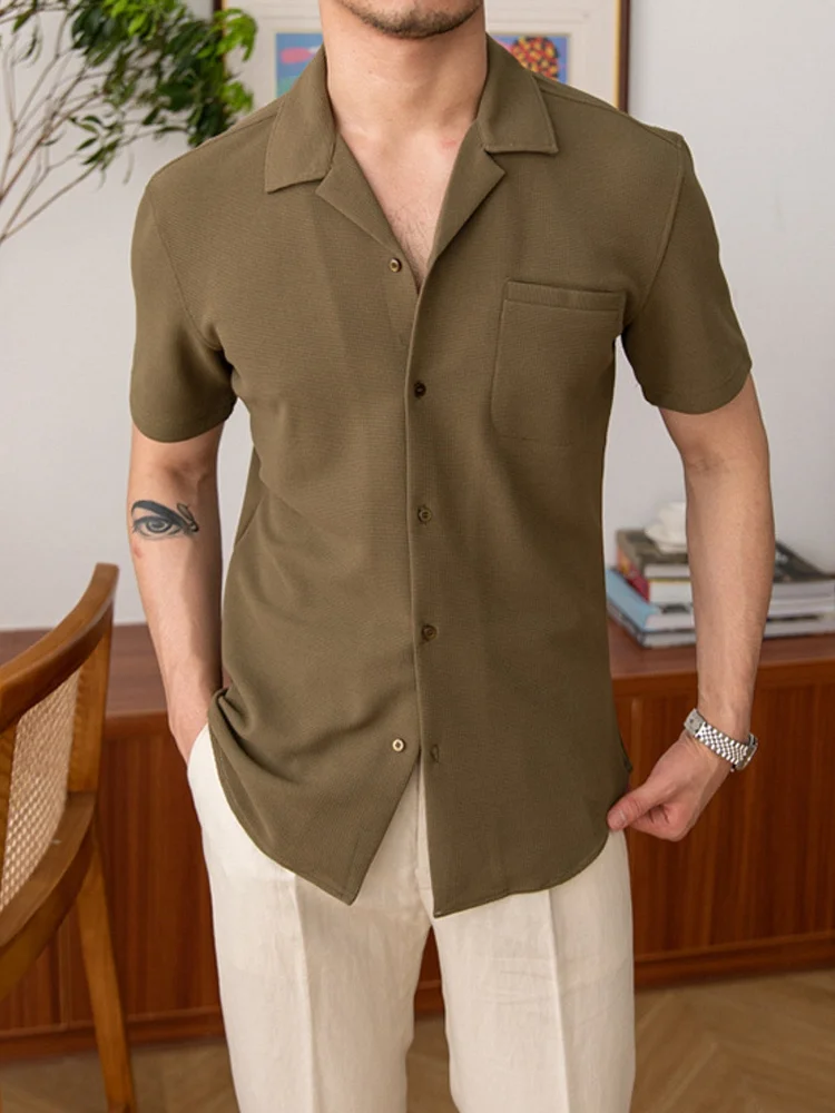 Knitted Cuban Collar Shirt