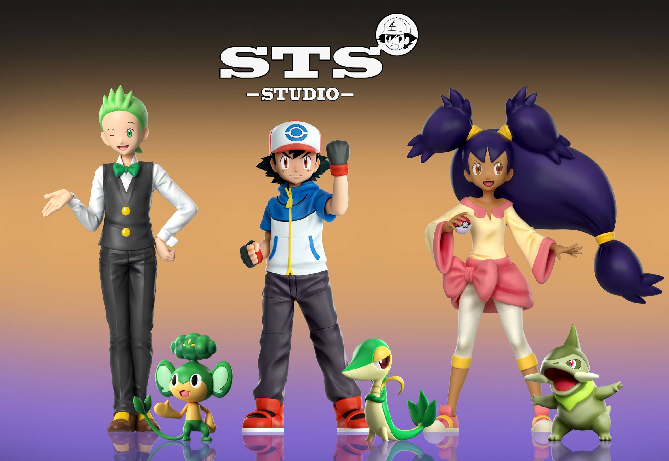 1/20 & 1/8 Scale World Zukan Main Characters of Pokemon TV Unova Team ...