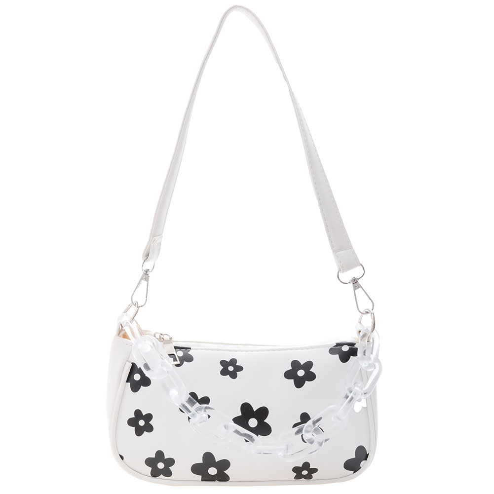 

Floral Pattern Print PU Leather Handbag Ladies Vintage Chain Underarm Bag, 501 Original