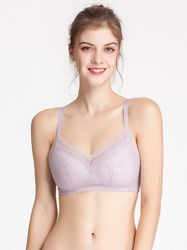 Full Coverage Silk Bra Wireless Lace Style