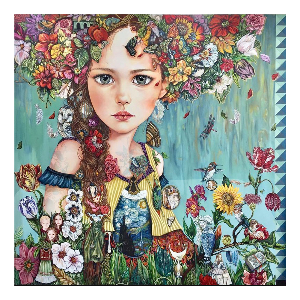 

Girl Flower - Round Drill Diamond Painting - 40*40CM, 501 Original