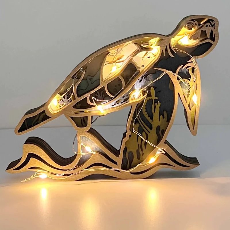 WoodyOrnament Sea Turtle Carving Handcraft Gift