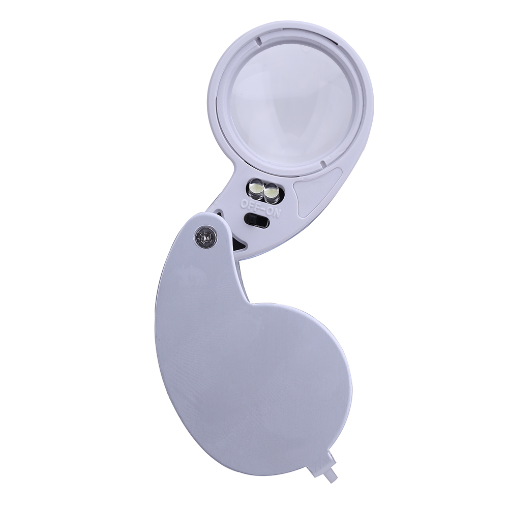

40x25mm Jewelry Jade Loupe Fold LED Pocket Magnifier Inspection gift box Diamond Stamps Currency113672, 501 Original