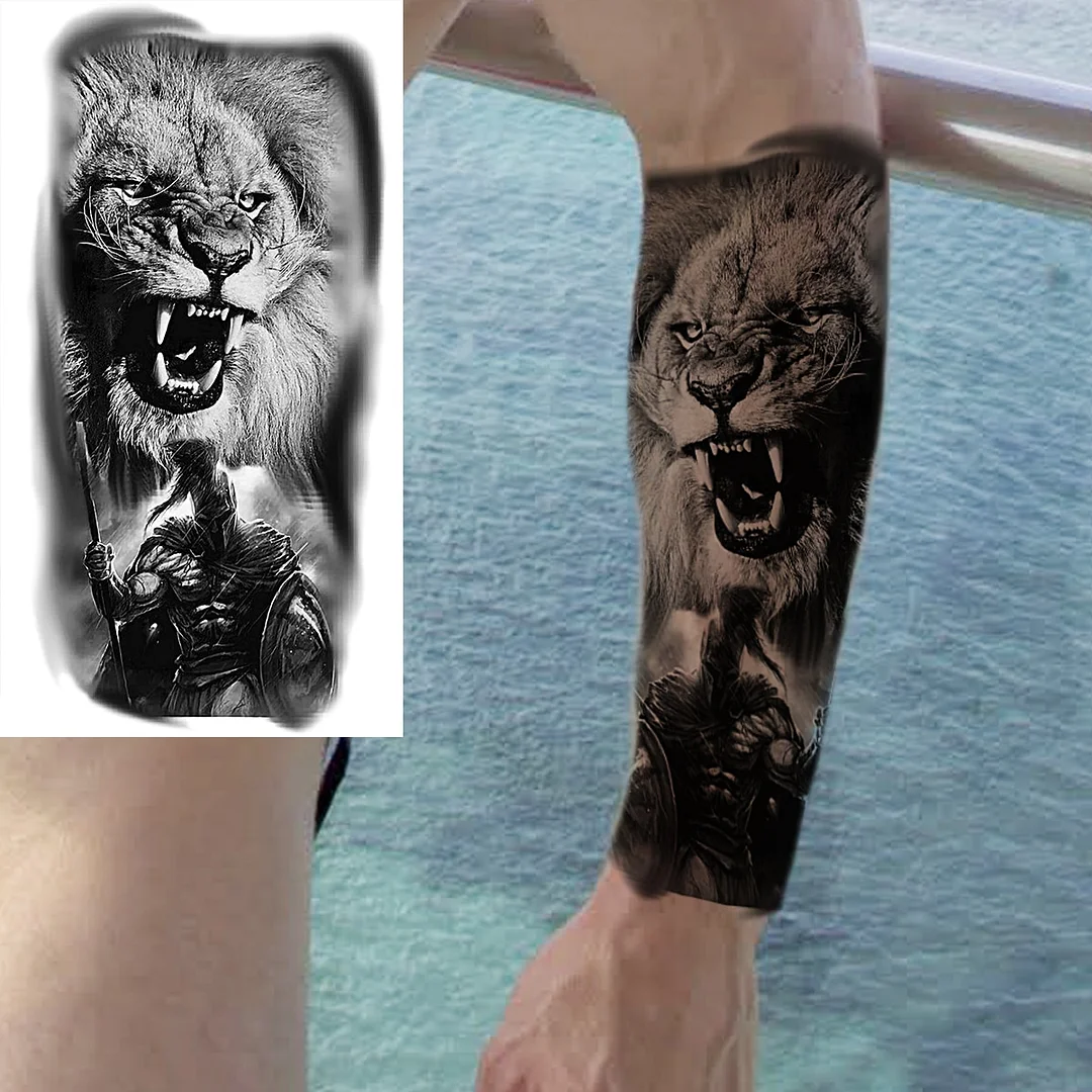 Sdrawing Realistic Black Devil Temporary Tattoos For Men Adult Tiger Pirate Skeleton Vampire Fake Tattoo Forearm Scary Tatoo Joker