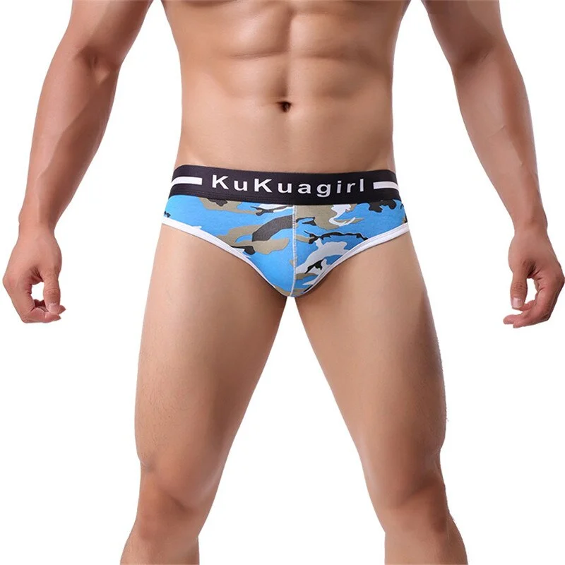 Aonga  Underwear Men Briefs Shorts Cotton Camouflage Panties Breathable Low Rise U Convex Pouch Underpants Cueca Calzoncillo L-3XL