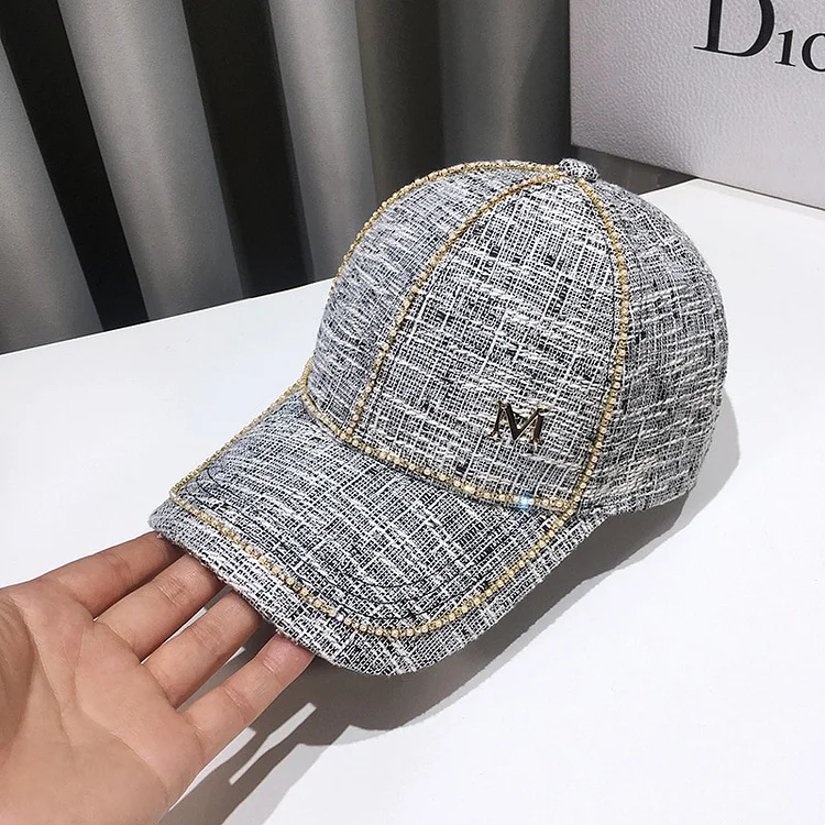 Xiaoxiangfeng Hat Female Korean Version Summer Diamond Baseball CapWild Outdoor Sunshade Rhinestone Peaked Cap