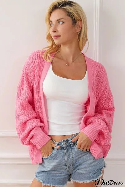 Open Front Dropped Shoulder Cardigan