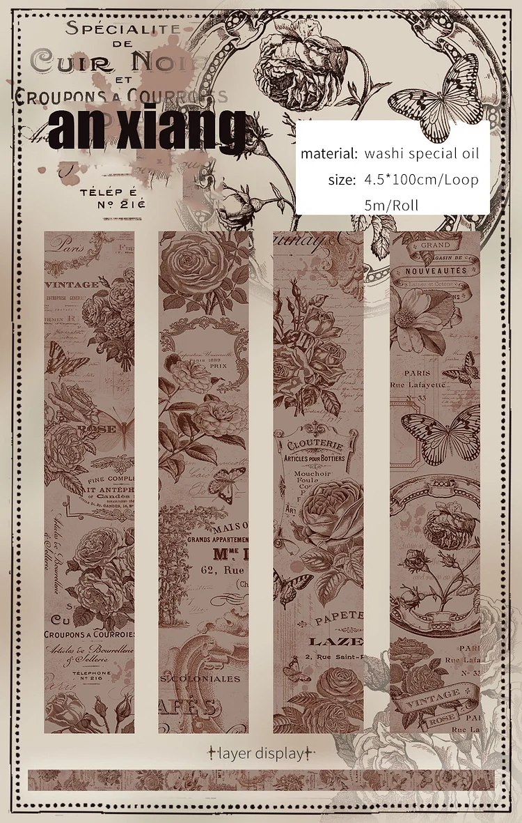 Journalsay 50cm Vintage Special Oil Washi Tape Creative DIY Journal Collage Scrapbooking Decoration Masking Tapes