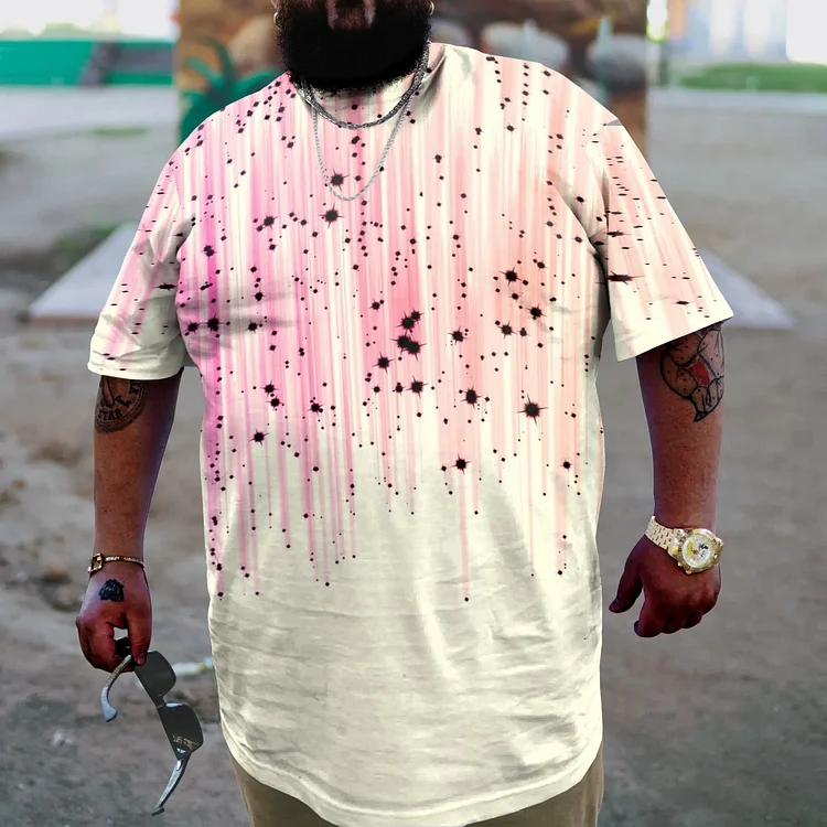 Watercolor Splash Ink Men's Plus Size Personalized Print  T-Shirt
