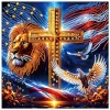 Diamond Painting-DIY Crystal Rhinestone Flag Cross Lion