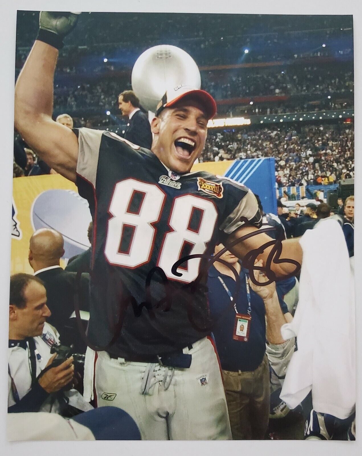 Christian Fauria Signed New England Patriots 8x10 Photo Poster painting 2x Super Bowl Champ RAD